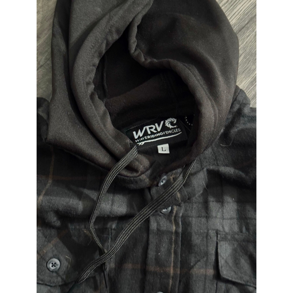 WRV Brand New with Tags Black and Grey Hooded Skater Surfer Vibe Flannel Size L - Picture 7 of 8